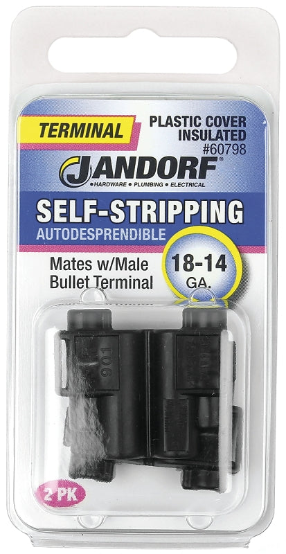 Jandorf 60798 Terminal, 18 to 14 AWG Wire, Plastic Insulation, Black