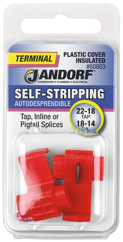 Jandorf 60803 Terminal, 22 to 18 AWG Wire, Plastic Insulation, Copper Contact, Red