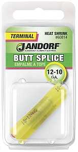 Jandorf 60814 Butt Splice Connector, 12 to 10 AWG Wire, Copper Contact, Yellow