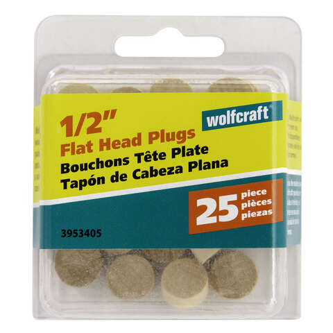 Wolfcraft Flat Hardwood Head Plug 1/2 in. D X 1/4 in. L 1 pk Natural