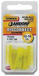 Jandorf 60822 Disconnect Terminal, 12 to 10 AWG Wire, Nylon Insulation, Copper Contact, Yellow
