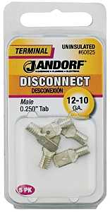 Jandorf 60825 Disconnect Terminal, 12 to 10 AWG Wire, Copper Contact, 5/PK