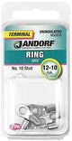 Jandorf 60834 Ring Terminal, 12 to 10 AWG Wire, #10 Stud, Copper Contact