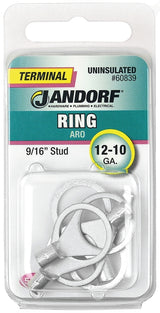 Jandorf 60839 Ring Terminal, 12 to 10 AWG Wire, 9/16 in Stud, Copper Contact