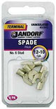 Jandorf 60842 Spade Terminal, 600 V, 12 to 10 AWG Wire, #6 Stud, Copper Contact