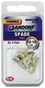 Jandorf 60842 Spade Terminal, 600 V, 12 to 10 AWG Wire, #6 Stud, Copper Contact