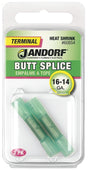 Jandorf 60854 Butt Splice Connector, 16 to 14 AWG Wire, Copper Contact, Green