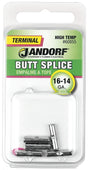 Jandorf 60855 Butt Splice Connector, 16 to 14 AWG Wire, Nickel, 5/PK