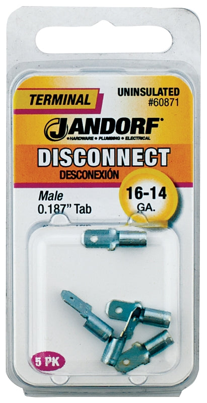 Jandorf 60871 Disconnect Terminal, 16 to 14 AWG Wire, Copper Contact, Tin