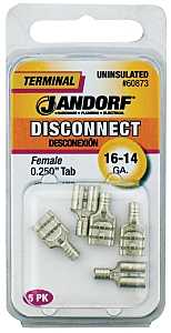 Jandorf 60873 Disconnect Terminal, 16 to 14 AWG Wire, Tin, 5/PK