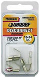 Jandorf 60875 Disconnect Terminal, 16 to 14 AWG Wire, Tin, Copper, 5/PK