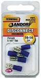 Jandorf 60876 Disconnect Terminal, 16 to 14 AWG Wire, Vinyl Insulation, Copper Contact, Tin, 5/PK