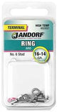 Jandorf 60897 Ring Terminal, 16 to 14 AWG Wire, #6 Stud