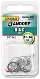 Jandorf 60903 Ring Terminal, 16 to 14 AWG Wire, 3/8 in Stud, Copper Contact