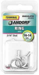 Jandorf 60904 Ring Terminal, 16 to 14 AWG Wire, 5/16 in Stud, Copper Contact