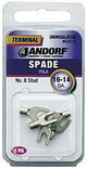 Jandorf 60913 Spade Terminal, 600 V, 16 to 14 AWG Wire, #8 Stud, Copper Contact, 5/PK