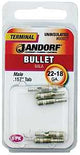 Jandorf 60927 Bullet Terminal, 600 V, 22 to 18 AWG Wire, Copper Contact, 5/PK