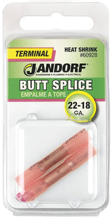 Jandorf 60928 Butt Splice Connector, 22 to 18 AWG Wire, Copper Contact, Red
