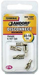 Jandorf 60936 Disconnect Terminal, 22 to 18 AWG Wire, Nickel, 5/PK