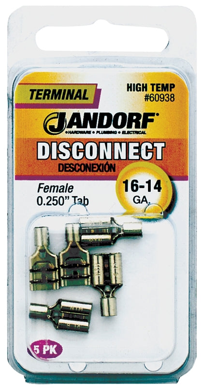 Jandorf 60938 Disconnect Terminal, 16 to 14 AWG Wire, 5/PK