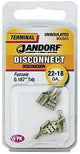 Jandorf 60943 Disconnect Terminal, 22 to 18 AWG Wire, Tin, 5/PK