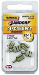 Jandorf 60944 Disconnect Terminal, 22 to 18 AWG Wire, Copper Contact, Tin