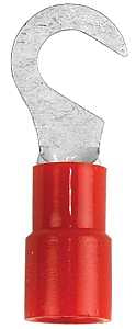 Jandorf 60959 Hook Terminal, 22 to 18 AWG Wire, #10 Stud, Vinyl Insulation, Red