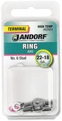 Jandorf 60964 Ring Terminal, 22 to 18 AWG Wire, #6 Stud, Copper Contact, Tin, 5/PK