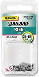 Jandorf 60964 Ring Terminal, 22 to 18 AWG Wire, #6 Stud, Copper Contact, Tin, 5/PK