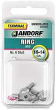 Jandorf 60966 Ring Terminal, 16 to 14 AWG Wire, #6 Stud, Copper Contact