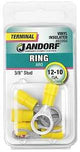 Jandorf 60994 Ring Terminal, 12 to 10 AWG Wire, 3/8 in Stud, Vinyl Insulation, Copper Contact, Yellow