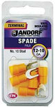 Jandorf 60997 Spade Terminal, 600 V, 12 to 10 AWG Wire, #10 Stud, Vinyl Insulation, Copper Contact, Yellow