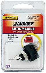 Jandorf 61109 Switch, 20 A, 12 VDC, SPST, Tab Terminal, Black/Silver