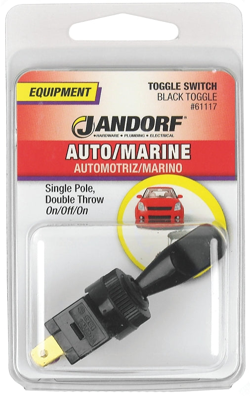Jandorf 61117 Series Switch, Black, 20 A, 1-Poles, 12 VDC, SPDT, Tab Terminal