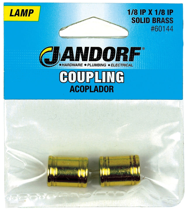 Jandorf 60144 Lamp Coupling, Specifications: 1/8 IP x 1/8 IP Thread, Brass
