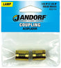 Jandorf 60144 Lamp Coupling, Specifications: 1/8 IP x 1/8 IP Thread, Brass