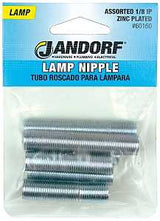 Jandorf 60160 Lamp Nipple Assortment, Specifications: 1/8 IP Thread, Zinc