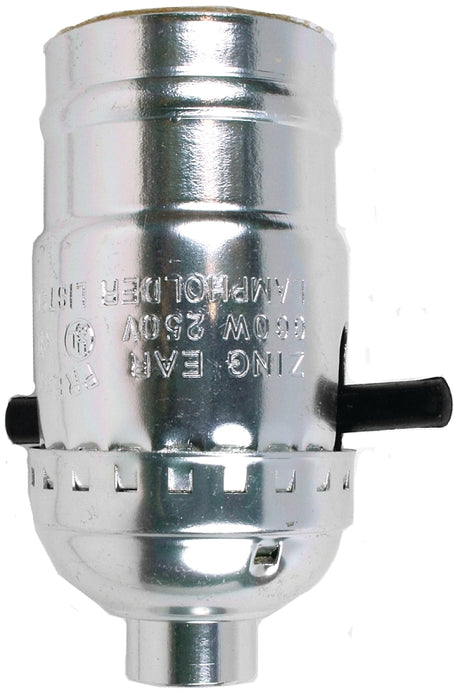 Jandorf 60401 Lamp Socket, On/Off Push Through, 250 V, 660 W, Nickel Housing Material