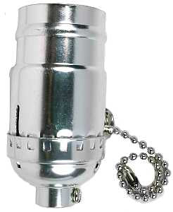 Jandorf 60405 Pull Chain Lamp Socket, 3-Way, 250 V, 250 W, Nickel Housing Material