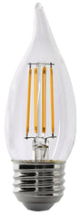 Feit Electric BPEFC40/927CA/FIL/2 LED Bulb, Decorative, 300 Lumens, 3.3 W, Flame Tip Lamp, 40 W Equivalent, Dimmable