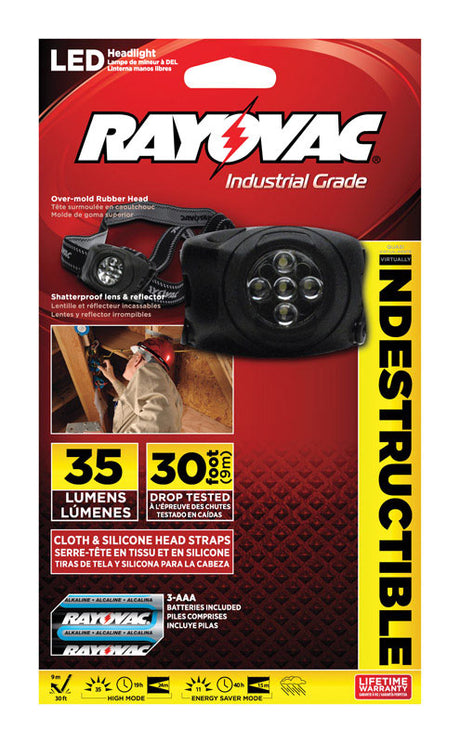 Rayovac Workhorse Pro 35 lm Black LED Headlight AAA Battery