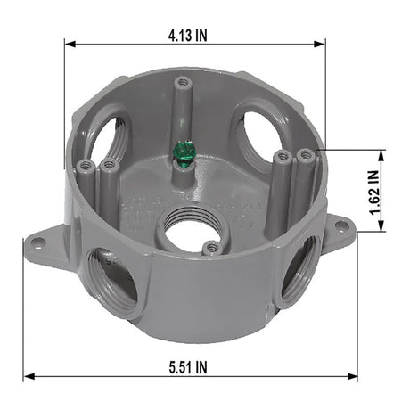 Sigma Engineered Solutions New Work 16 cu in Round Die-Cast Metal Weatherproof Box Gray