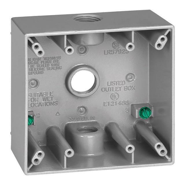 Sigma Engineered Solutions New Work 31 cu in Square Die-Cast Metal 2 gang Weatherproof Box Gray