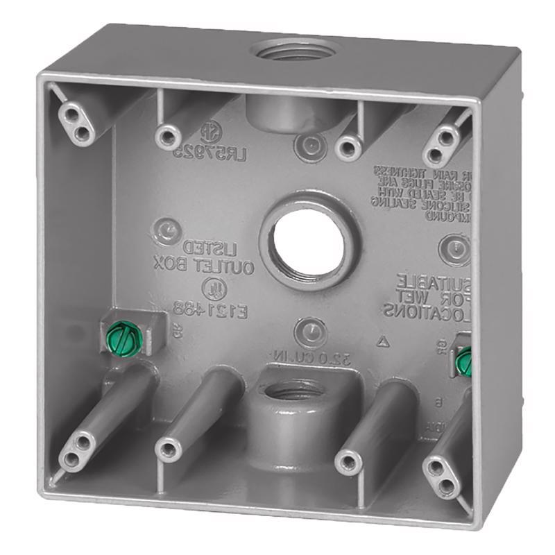Sigma Engineered Solutions New Work 31 cu in Square Die-Cast Metal 2 gang Weatherproof Box Gray