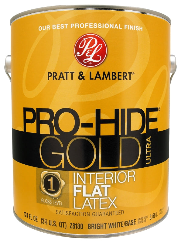 Pratt & Lambert Pro-Hide Silver 5000 Series 0000Z8180-16 Interior Paint, Flat Sheen, Bright White, 1 gal Pack of 4