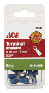 Ace Insulated Wire Ring Terminal Blue 10 pk