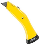 Vulcan JL-KF0008 Utility Knife, 2-1/4 in L Blade, 3/4 in W Blade, Zinc Alloy Handle, Black/Yellow Handle