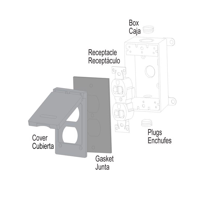 Sigma Engineered Solutions Rectangle Die-Cast Metal 1 gang 4.57 in. H X 2.83 in. W Vertical Duplex C