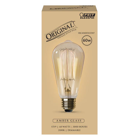 Feit The Original 60 W ST19 Vintage Incandescent Bulb E26 (Medium) Soft White 1 pk, Pack of 6