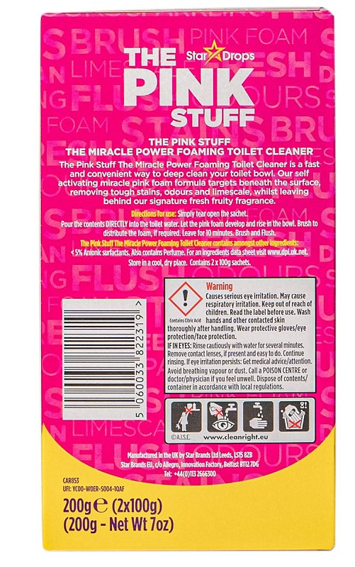 The Pink Stuff Miracle Series 82380 Toilet Cleaner, 7 oz, Fresh, Fruity